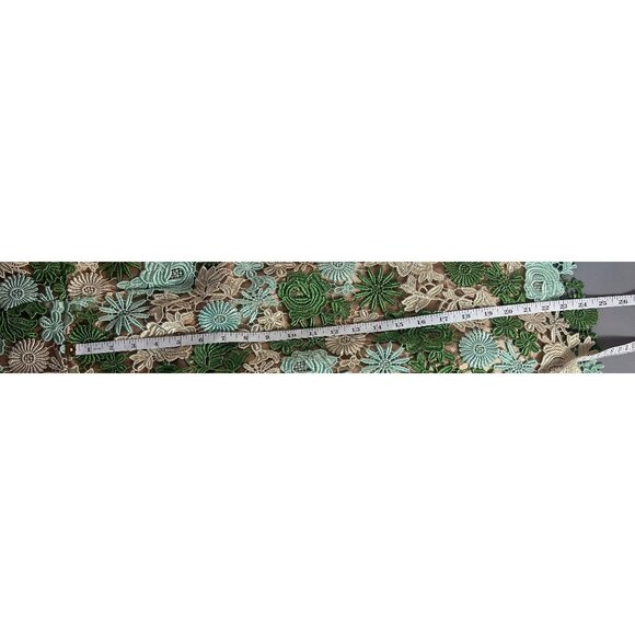 Anthropologie Sz 2 Dress Emerald Green Applique Floral Sleeveless Midi Dress - Picture 5 of 10